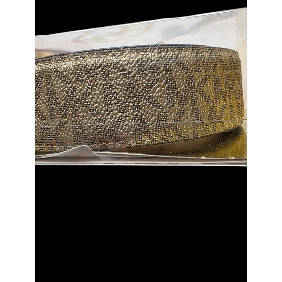 Michael Kors Women's Signature Logo Belt L/XL Gold On Gold w Gold Tone Hardware - Picture 10 of 10